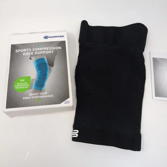 Bauerfeind Sports Compression Knee Support Black Seamless Sleeve Brace Large - Picture 3 of 7